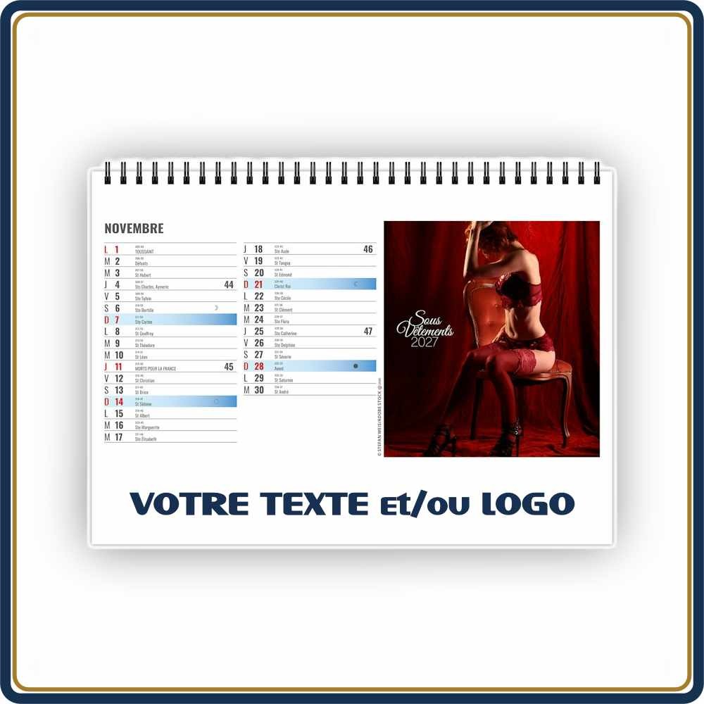 CHEVALET LINGERIE 13 FEUILLETS - 2027 | Le Calendrier Pub