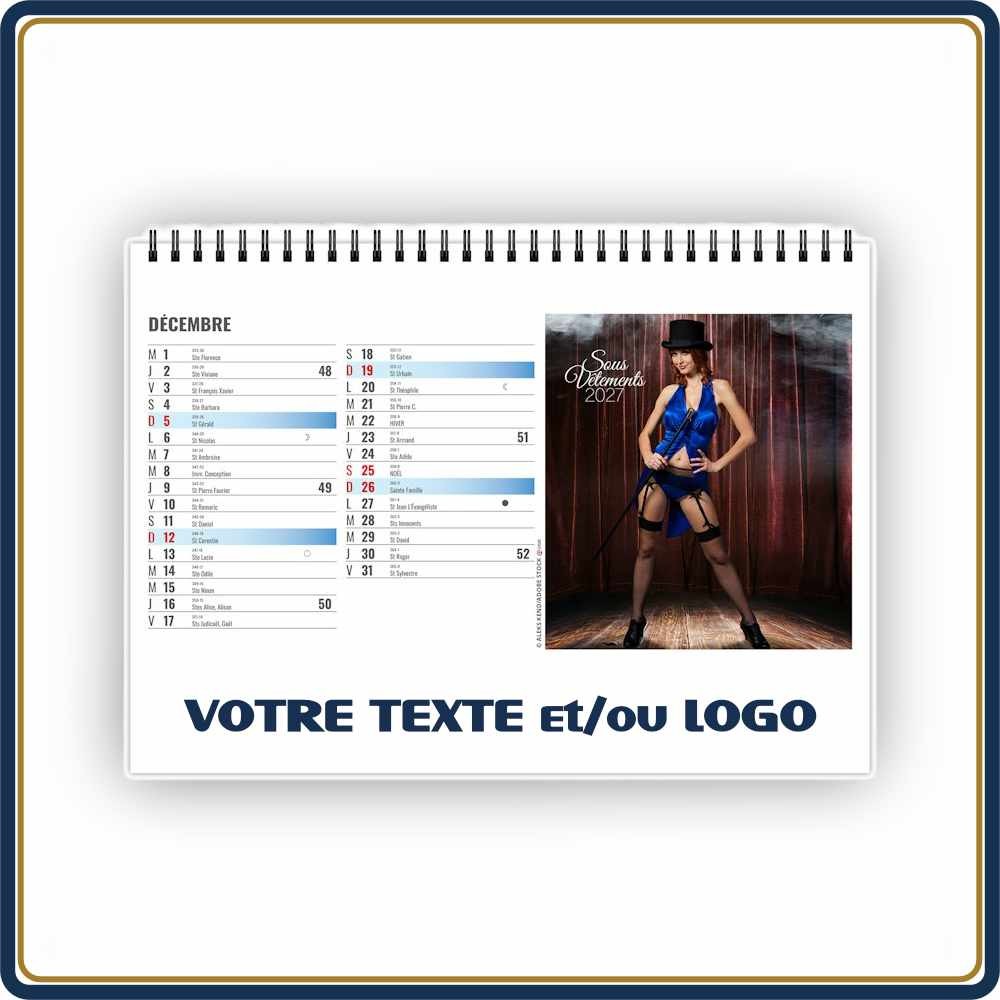 CHEVALET LINGERIE 13 FEUILLETS - 2027 | Le Calendrier Pub