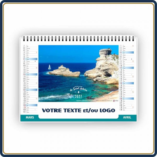 CHEVALET BIENVENUE EN CORSE 7 FEUILLETS - 2027 | Le Calendrier Pub
